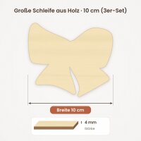 Große Schleife aus Holz zum Bemalen – 3er-Set, je 10 cm, 4 mm stark