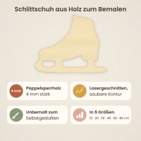 Schlittschuh aus Holz zum Bemalen – 45 cm, 4 mm stark