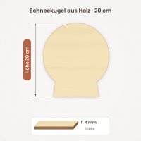 Schneekugel aus Holz zum Bemalen – 20 cm, 4 mm stark