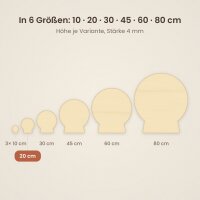 Schneekugel aus Holz zum Bemalen – 20 cm, 4 mm stark