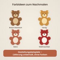 Teddybär aus Holz zum Bemalen – 3er-Set, je 10 cm, 4 mm stark