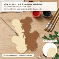 Teddybär aus Holz zum Bemalen – 3er-Set, je 10 cm, 4 mm stark