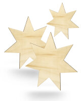 Stern aus Holz zum Bemalen – Typ 1, Größe wählbar 10–60 cm