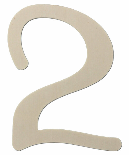 Holzzahl 2 zum Bemalen – Typ 3, 20 cm hoch, 4 mm stark
