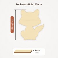 Fuchs aus Holz zum Bemalen – 45 cm, 4 mm stark