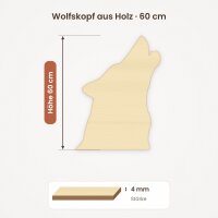 Wolfskopf aus Holz zum Bemalen – 60 cm, 4 mm stark