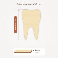 Zahn aus Holz zum Bemalen – 30 cm, 4 mm stark