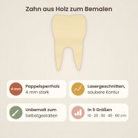 Zahn aus Holz zum Bemalen – 60 cm, 4 mm stark