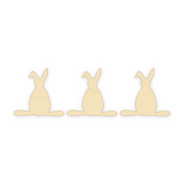 Kaninchen aus Holz zum Bemalen – 3er-Set, je 10 cm, 4 mm stark