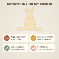 Kaninchen aus Holz zum Bemalen – 20 cm, 4 mm stark
