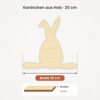 Kaninchen aus Holz zum Bemalen – 20 cm, 4 mm stark