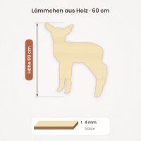 Lämmchen aus Holz zum Bemalen – 60 cm, 4 mm stark