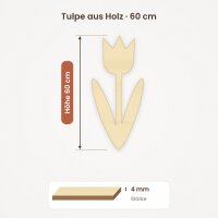 Tulpe aus Holz zum Bemalen – 60 cm, 4 mm stark