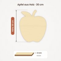 Apfel aus Holz zum Bemalen – 30 cm, 4 mm stark