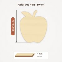 Apfel aus Holz zum Bemalen – 60 cm, 4 mm stark