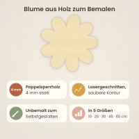 Blume aus Holz zum Bemalen – 30 cm, 4 mm stark