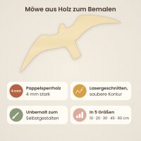 Möwe aus Holz zum Bemalen – 30 cm, 4 mm stark