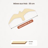 Möwe aus Holz zum Bemalen – 30 cm, 4 mm stark