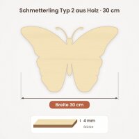 Schmetterling aus Holz zum Bemalen – Typ 2, 30 cm, 4 mm stark