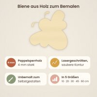 Biene aus Holz zum Bemalen – 30 cm, 4 mm stark