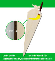 Schultüten aus Holz zum Bemalen – Größe wählbar 10–60 cm, Pappelsperrholz 4 mm