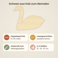 Schwan aus Holz zum Bemalen – 21 cm, 4 mm stark