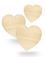 Holzherzen zum Bemalen – 3er-Set, je 337 x 300 mm