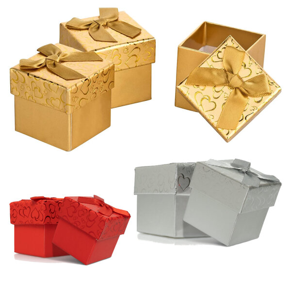 Geschenkboxen mit Satinschleife – 30 Stück, 5 x 5 x 5 cm, Karton, Farbe wählbar