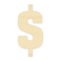 Dollarzeichen $ aus Holz zum Bemalen – Typ 6, 75 mm hoch