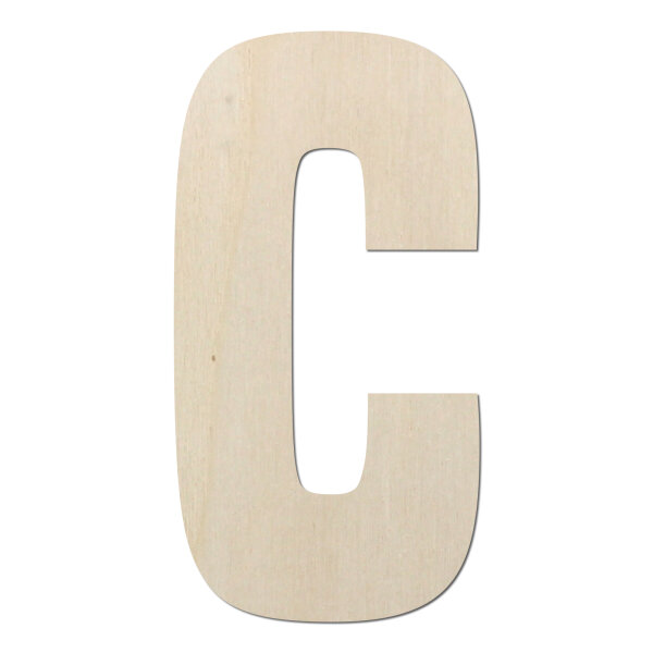 Holzbuchstabe C zum Bemalen – Typ 6, 15 cm hoch