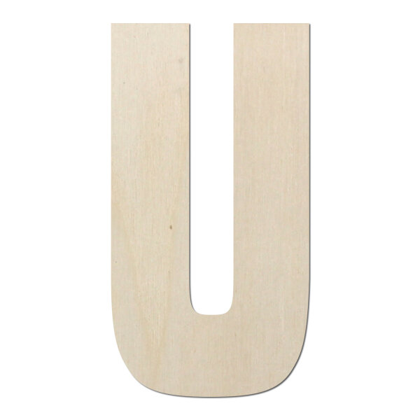 Holzbuchstabe U zum Bemalen – Typ 6, 15 cm hoch