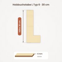 Holzbuchstabe L zum Bemalen – Typ 6, 30 cm hoch