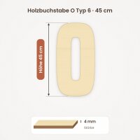 Holzbuchstabe O zum Bemalen – Typ 6, 45 cm hoch