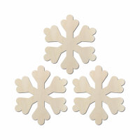 Schneeflocke aus Holz zum Bemalen – 3er-Set, je 20 cm, 4 mm stark