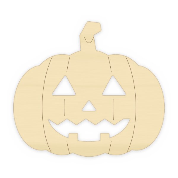 Halloween Kürbis mit Gesicht aus Holz zum Bemalen, Pappelsperrholz 4 mm