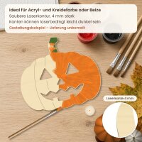 Halloween Kürbis mit Gesicht aus Holz zum Bemalen, Pappelsperrholz 4 mm