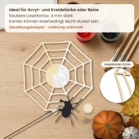 Halloween Spinnennetz mit Spinne aus Holz zum Bemalen, Pappelsperrholz 4 mm