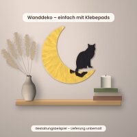 Halloween Katze auf Mond aus Holz zum Bemalen, Pappelsperrholz 4 mm