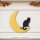 Halloween Katze auf Mond aus Holz zum Bemalen, Pappelsperrholz 4 mm