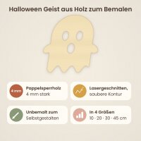 Halloween Geist aus Holz zum Bemalen, Pappelsperrholz 4 mm