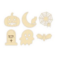 Halloween Mix-Set aus Holz zum Bemalen – 6 Motive, Pappelsperrholz 4 mm