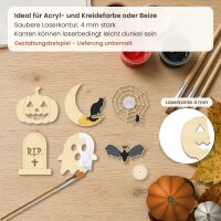 Halloween Mix-Set aus Holz zum Bemalen – 6 Motive, Pappelsperrholz 4 mm