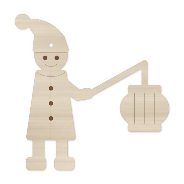 St. Martin Figur mit Laterne aus Holz zum Bemalen, Pappelsperrholz 4 mm
