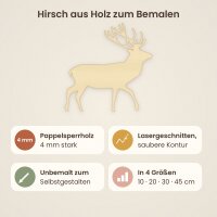 Hirsch aus Holz zum Bemalen – Winter-Waldtiere, Pappelsperrholz 4 mm