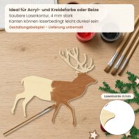 Hirsch aus Holz zum Bemalen – Winter-Waldtiere, Pappelsperrholz 4 mm