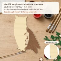 Eule aus Holz zum Bemalen – Winter-Waldtiere, Pappelsperrholz 4 mm