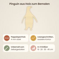 Pinguin aus Holz zum Bemalen – Winter-Waldtiere, Pappelsperrholz 4 mm
