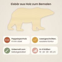 Eisbär aus Holz zum Bemalen – Winter-Waldtiere, Pappelsperrholz 4 mm