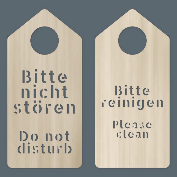 Türhänger aus Holz „Ferienwohnung zweisprachig“ zum Bemalen – 4er-Set oder einzeln, Pappelsperrholz 4 mm