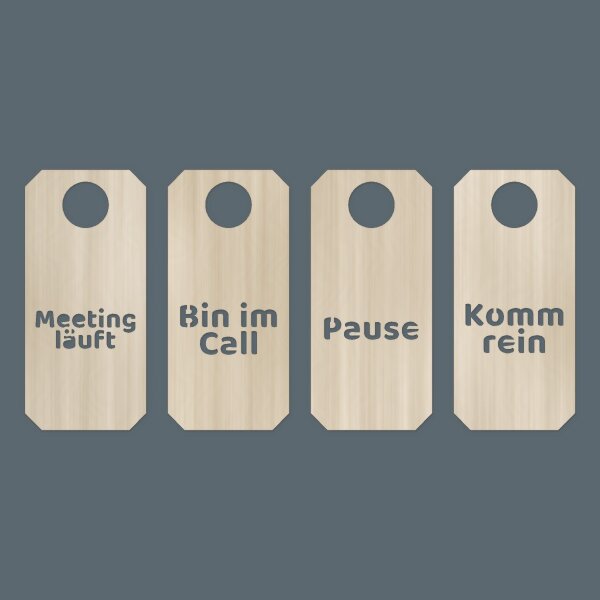 Türhänger aus Holz „Homeoffice“ zum Bemalen – 4er-Set oder einzeln, Pappelsperrholz 4 mm